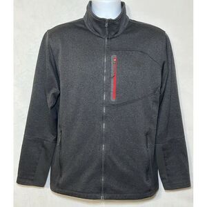 The North Face Men's Large Full Zip Mock Neck Fleece Jacket Gray‎ Red Pockets